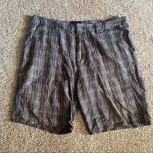 Men’s Hurley Gray Plaid Pattern Shorts Size 36